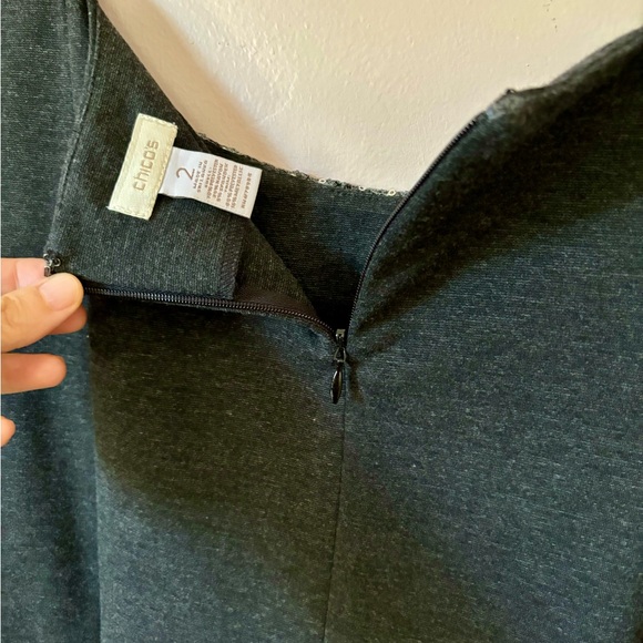 Chico’s heather grey sequin panel Talia sheath dress. - Picture 5 of 7